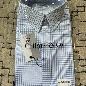 Semi-Spread Collar Polo Thin Blue Check